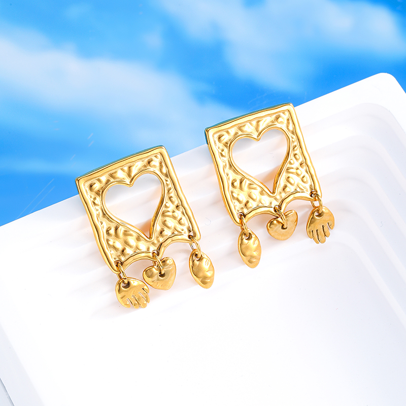 Ivanda Stainless steel Hollow Heart earrings YYHTSE-2501821