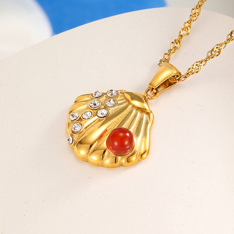 Ivanda Stainless steel shell pendant necklace YHTSN-2501072