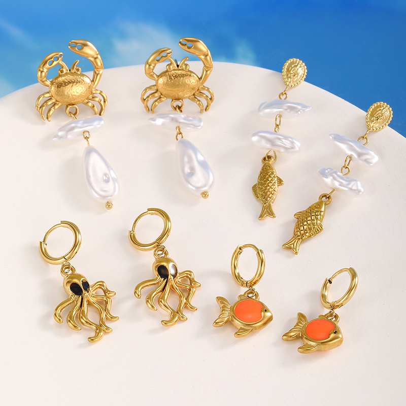 Ivanda Stainless steel ocean Series earrings YHYYE-2501940