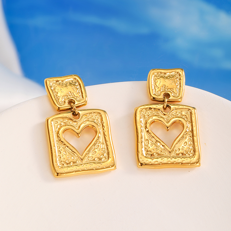 Ivanda Stainless steel hollow heart earrings YHTSE-2501889