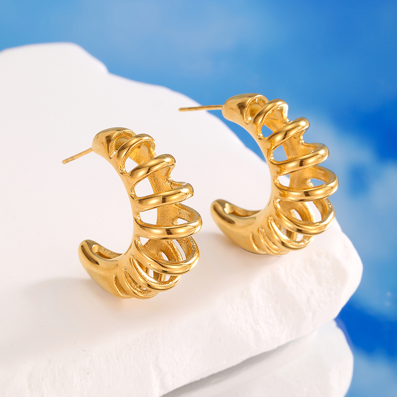 Ivanda Stainless steel threaded earrings YHTSE-2501911