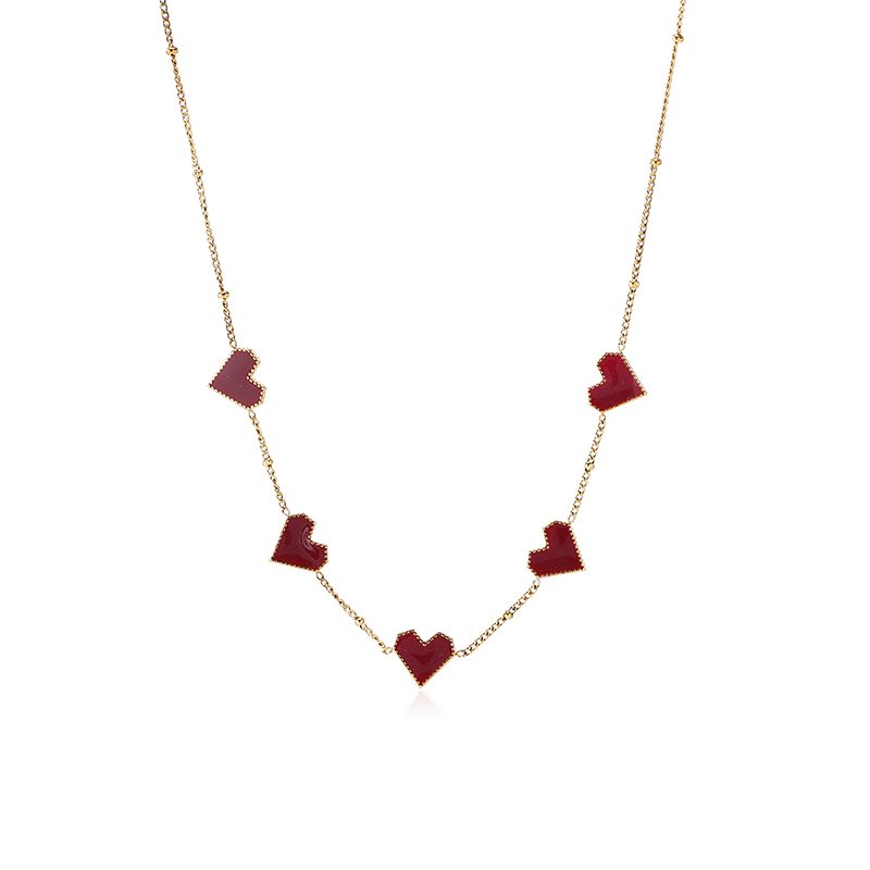 Ivanda Red Heart Station Necklace Gold Stainless Steel CH551416 Ivanda Red Heart Station Necklace Gold Stainless Steel CH551416 - view 5