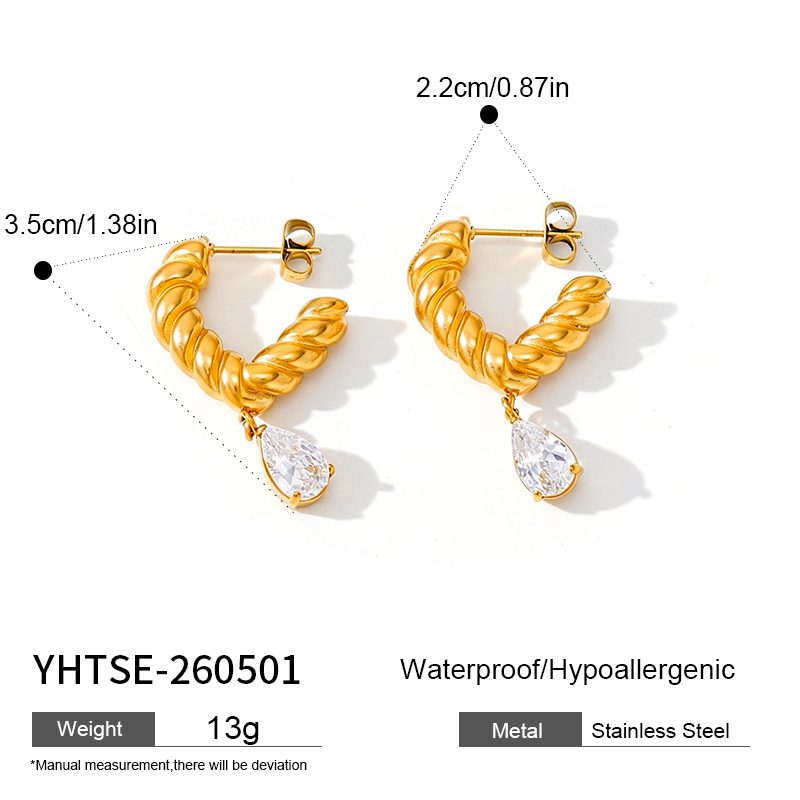 Ivanda Pearl Drop Hoop Earrings Gold Stainless YHTSE-260501 Ivanda Pearl Drop Hoop Earrings Gold Stainless YHTSE-260501 - view 1