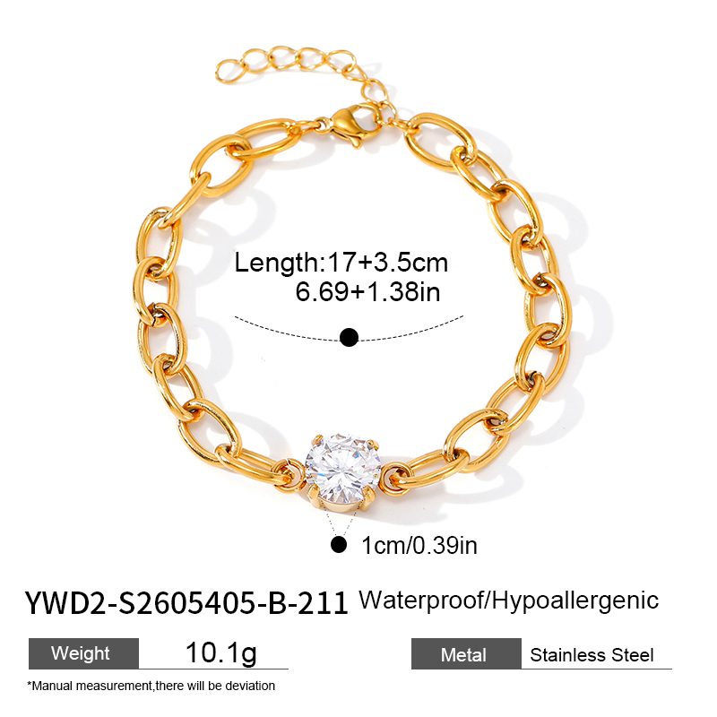 Ivanda Chunky Chain Bracelet Crystal Gold Stainless Steel YWD2-S2605405-B Ivanda Chunky Chain Bracelet Crystal Gold Stainless Steel YWD2-S2605405-B - view 1