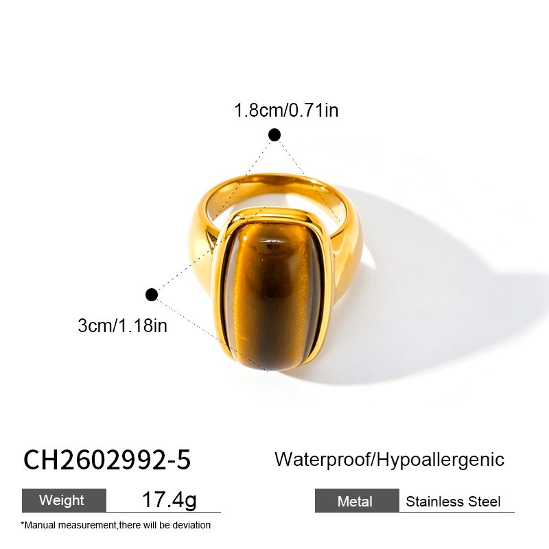 Ivanda Tiger's Eye Statement Ring Gold Stainless Steel CH2602992-5 Ivanda Tiger's Eye Statement Ring Gold Stainless Steel CH2602992-5 - view 1