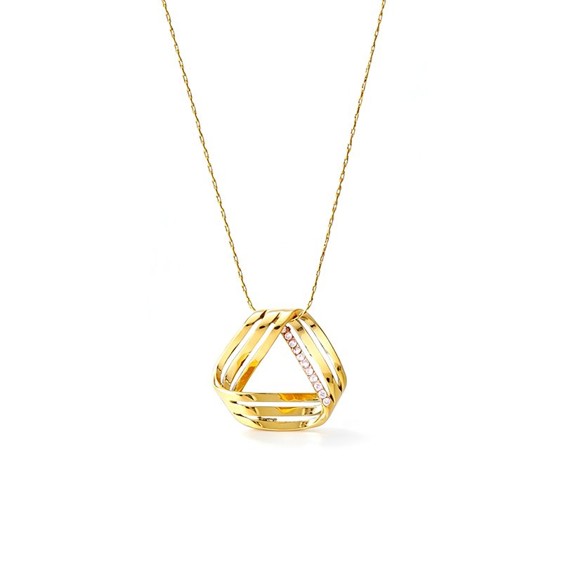 Ivanda Pavé Triangle Pendant Necklace Gold Stainless Steel CH260911-10 Ivanda Pavé Triangle Pendant Necklace Gold Stainless Steel CH260911-10 - view 2