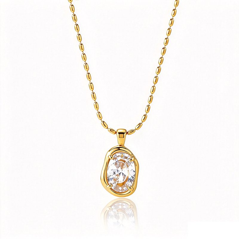 Ivanda Black Stone Paperclip Necklace Gold Stainless YHTSN-260903 Ivanda Black Stone Paperclip Necklace Gold Stainless YHTSN-260903 - view 4