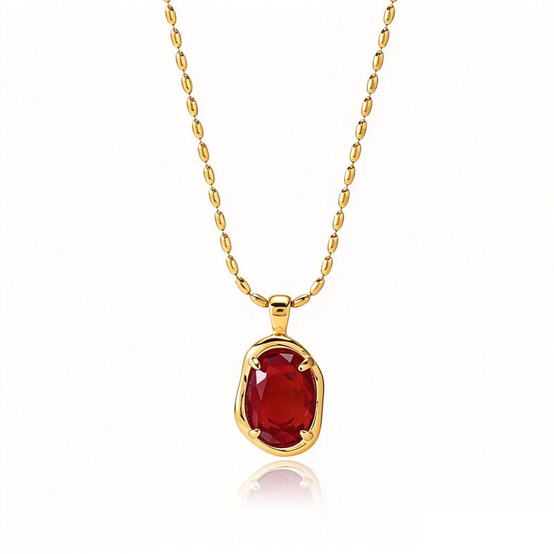 Ivanda Black Stone Paperclip Necklace Gold Stainless YHTSN-260903 Ivanda Black Stone Paperclip Necklace Gold Stainless YHTSN-260903 - view 6