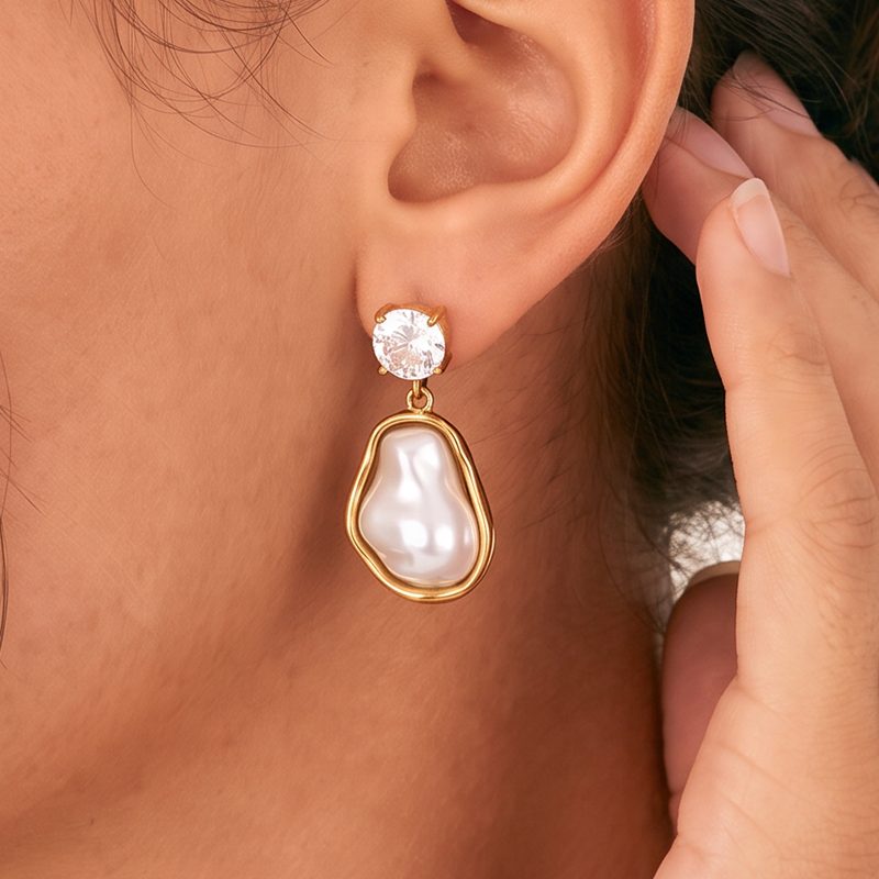 Ivanda Gold Crystal Earrings Stainless Steel YHTSE-260527 Ivanda Gold Crystal Earrings Stainless Steel YHTSE-260527 - view 5