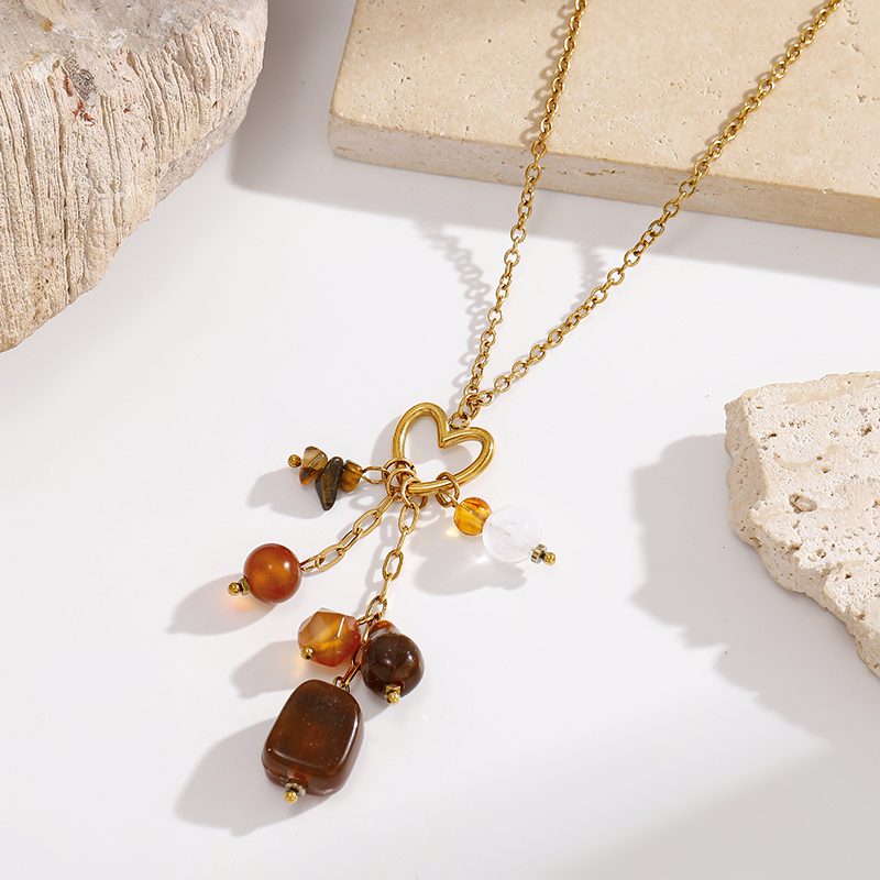 Ivanda Heart Cluster Necklace Amber Tone Gold YWD7S-N2604883-281 - view 3