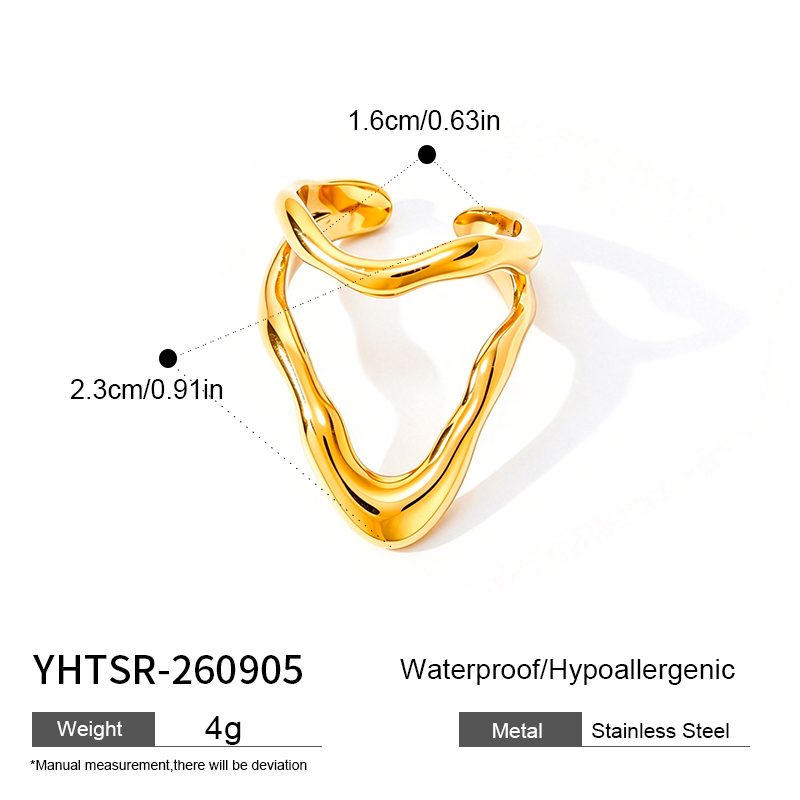 Ivanda Chunky Wavy Open Ring Gold Stainless Steel YHTSR-260905 Ivanda Chunky Wavy Open Ring Gold Stainless Steel YHTSR-260905 - view 1