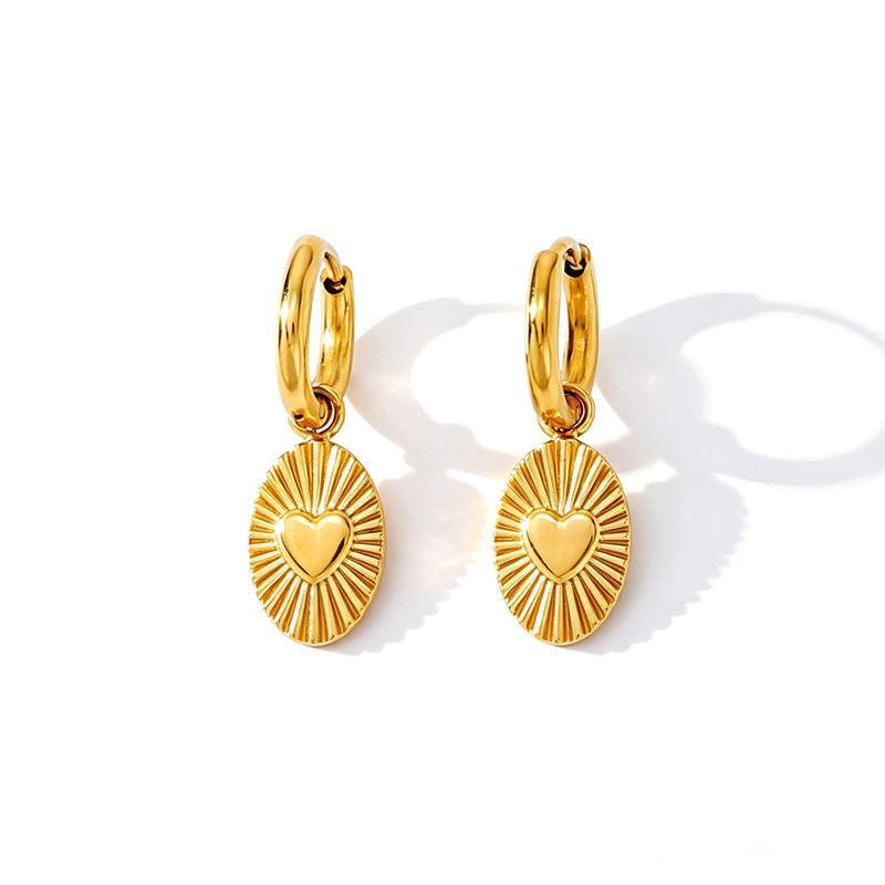 Ivanda Heart Medallion Hoop Earrings Gold YWDXS2605-E07 - view 3