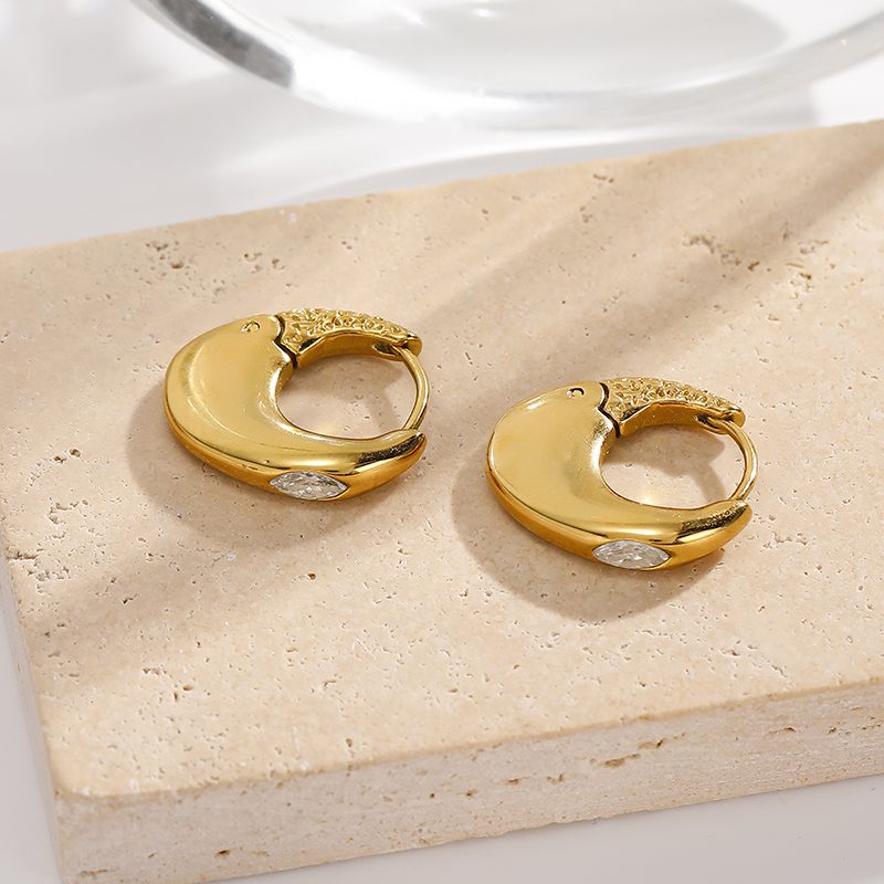 Ivanda Gold Huggie Earrings Stainless Steel YHTSE-260533 Ivanda Gold Huggie Earrings Stainless Steel YHTSE-260533 - view 3