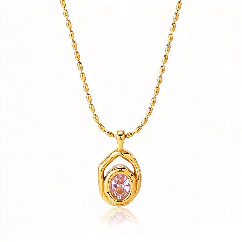 Ivanda Crystal Halo Pendant Necklace Gold Stainless YHTSN-260907 Ivanda Crystal Halo Pendant Necklace Gold Stainless YHTSN-260907 - view 5
