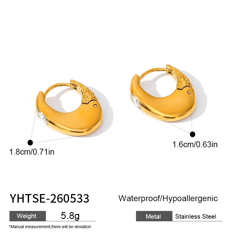 Ivanda Gold Huggie Earrings Stainless Steel YHTSE-260533 Ivanda Gold Huggie Earrings Stainless Steel YHTSE-260533 - view 1