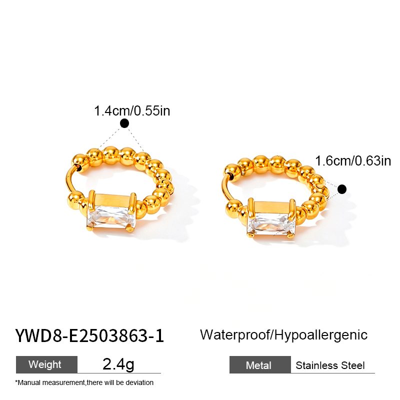 Ivanda Beaded Crystal Ring Baguette Gold Stainless YWD8-E2503863-1 - view 1