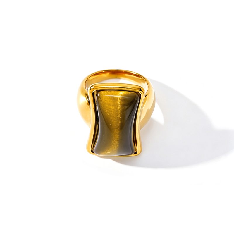 Ivanda Green Stone Dome Ring Gold Stainless Steel CH2602992-7 Ivanda Green Stone Dome Ring Gold Stainless Steel CH2602992-7 - view 6