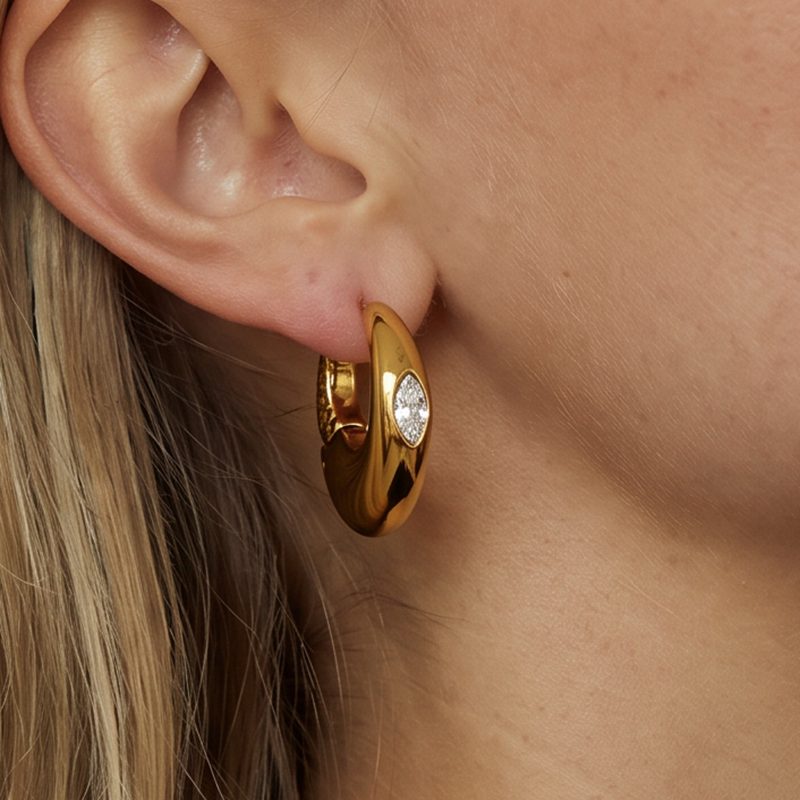 Ivanda Gold Huggie Earrings Stainless Steel YHTSE-260533 Ivanda Gold Huggie Earrings Stainless Steel YHTSE-260533 - view 5
