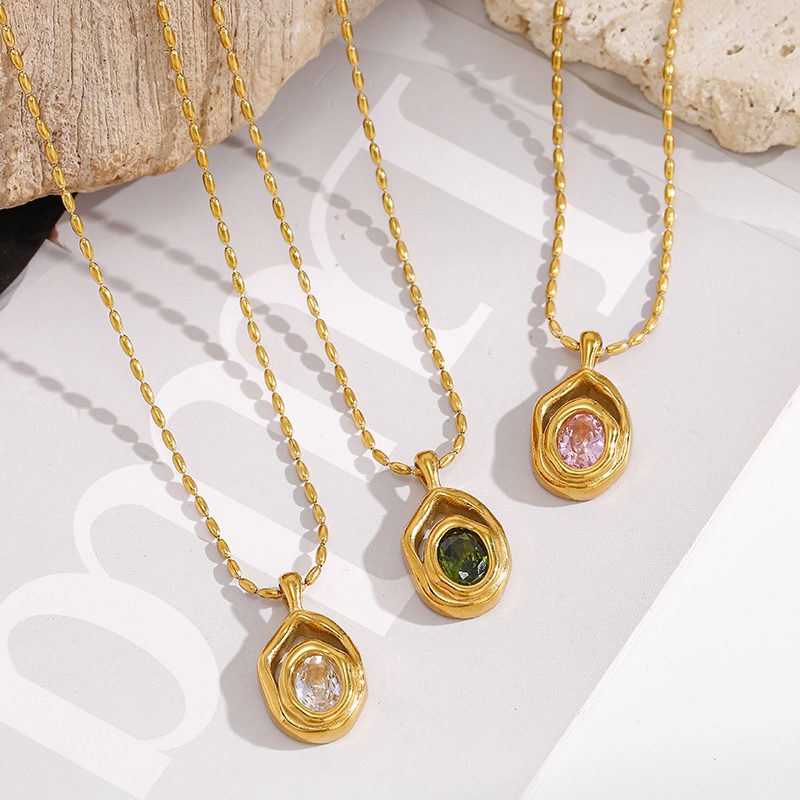 Ivanda Crystal Halo Pendant Necklace Gold Stainless YHTSN-260907 Ivanda Crystal Halo Pendant Necklace Gold Stainless YHTSN-260907 - view 2
