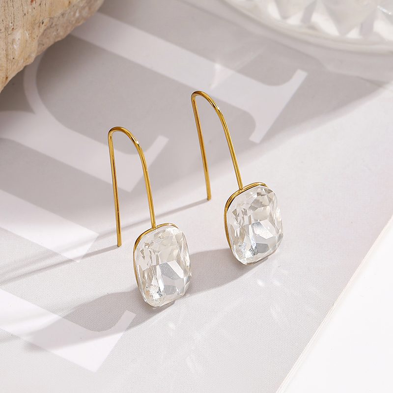 Ivanda Stone Drop Earrings Gold Stainless Steel YHTSE-260507 Ivanda Stone Drop Earrings Gold Stainless Steel YHTSE-260507 - view 2