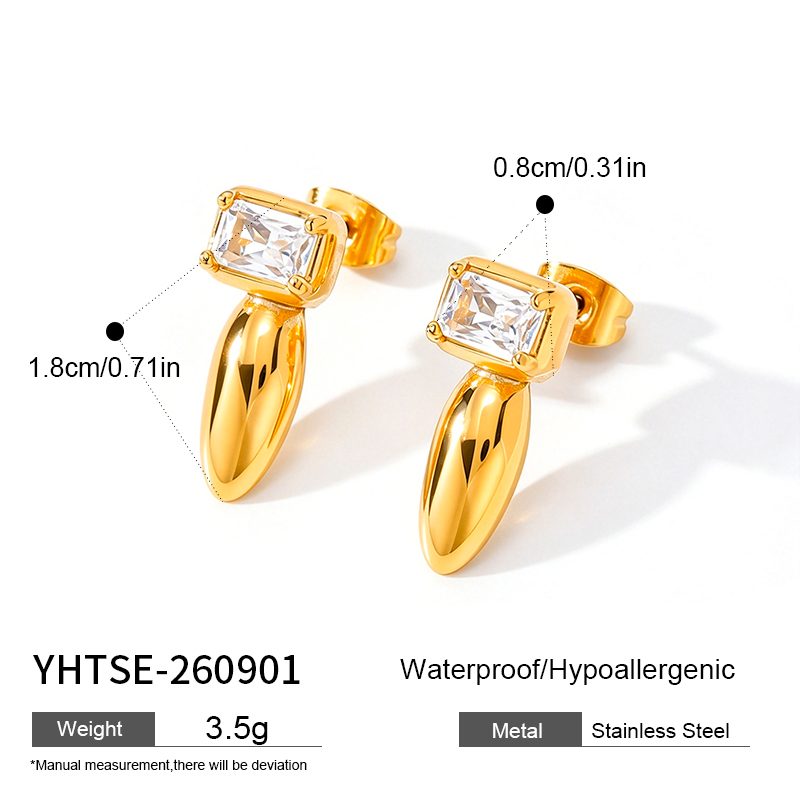 Ivanda Emerald Cut Crystal Drop Earrings Gold YHTSE-260901 Ivanda Emerald Cut Crystal Drop Earrings Gold YHTSE-260901 - view 1