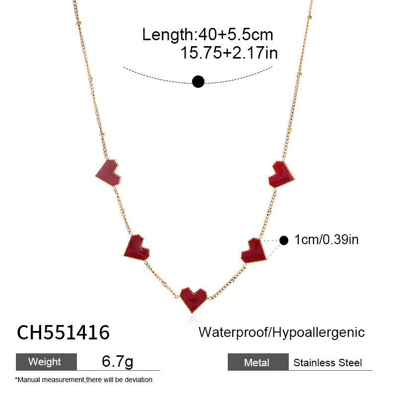 Ivanda Red Heart Station Necklace Gold Stainless Steel CH551416 Ivanda Red Heart Station Necklace Gold Stainless Steel CH551416 - view 1