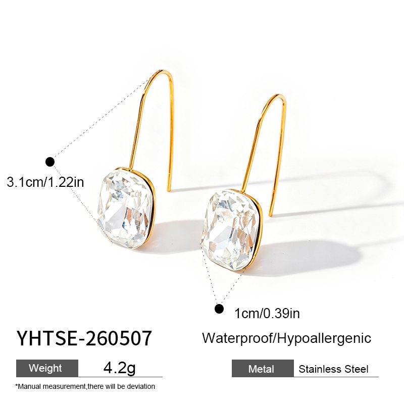 Ivanda Stone Drop Earrings Gold Stainless Steel YHTSE-260507 Ivanda Stone Drop Earrings Gold Stainless Steel YHTSE-260507 - view 1