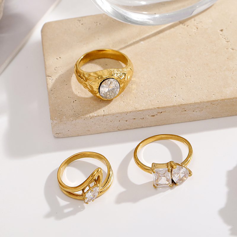 Ivanda Gold Statement Ring Stainless Steel YHTSR-260804 - view 5