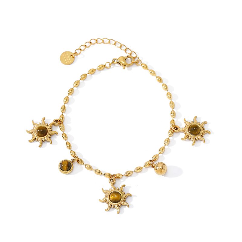 Ivanda Sun & Tiger's Eye Charm Necklace PVD 18K Gold Plated CH2602992-1 - view 5