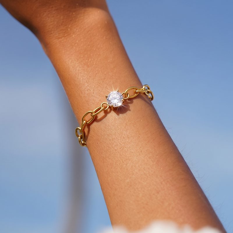 Ivanda Chunky Chain Bracelet Crystal Gold Stainless Steel YWD2-S2605405-B Ivanda Chunky Chain Bracelet Crystal Gold Stainless Steel YWD2-S2605405-B - view 5