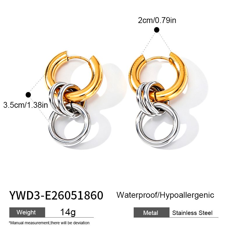 Ivanda Two-Tone Interlock Hoop Earrings Gold Silver YWD3-E26051860 - view 1