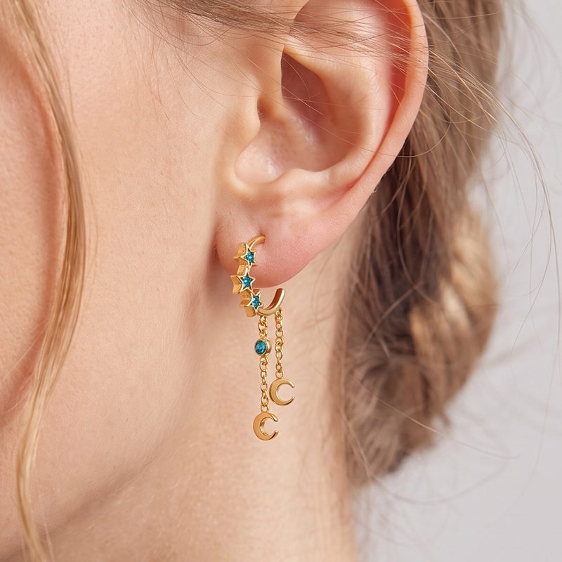 Ivanda Star & Moon Huggie Earrings Celestial Gold YWD2-S2605419-E-301 Ivanda Star & Moon Huggie Earrings Celestial Gold YWD2-S2605419-E-301 - view 5