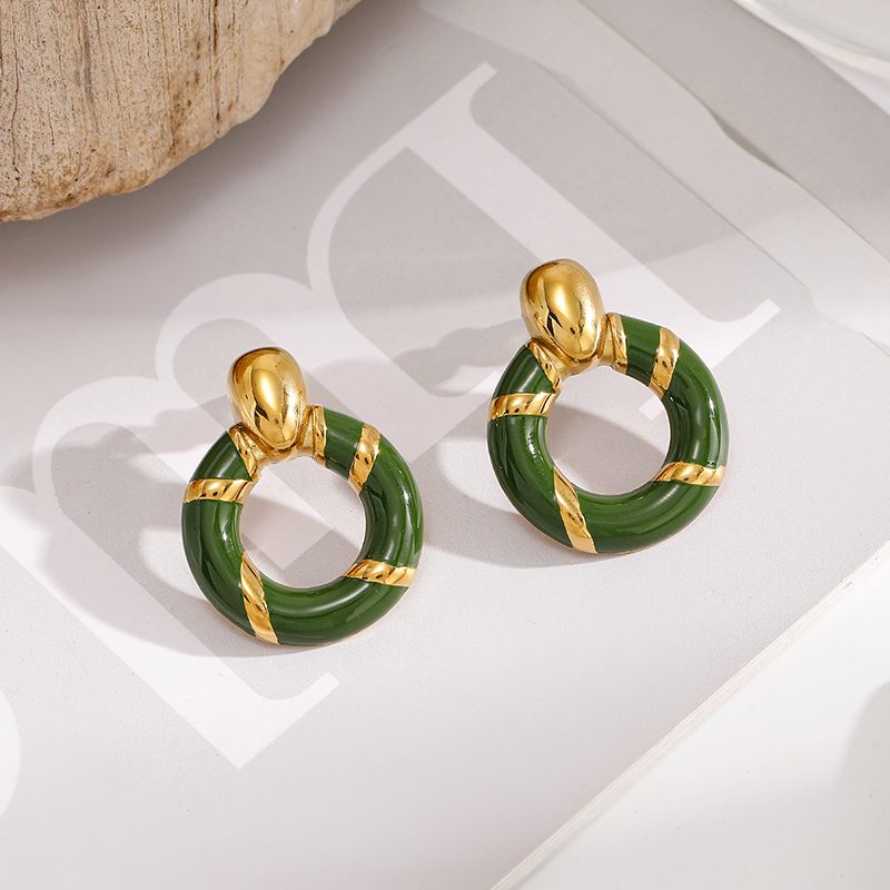 Ivanda Black Enamel Hoop Earrings with Gold Wrap YHTSE-2608100 Ivanda Black Enamel Hoop Earrings with Gold Wrap YHTSE-2608100 - view 5