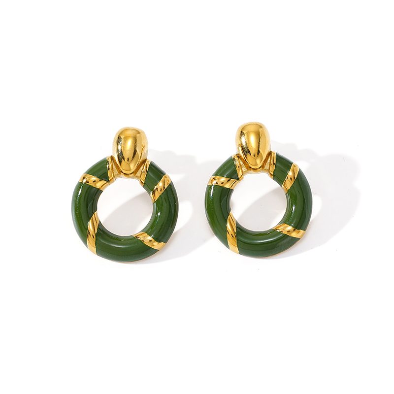 Ivanda Black Enamel Hoop Earrings with Gold Wrap YHTSE-2608100 Ivanda Black Enamel Hoop Earrings with Gold Wrap YHTSE-2608100 - view 6