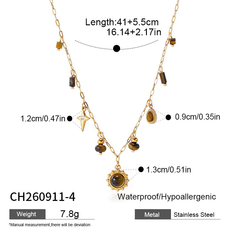 Ivanda Sun Pendant Necklace Charm Cluster Gold Stainless Steel CH260911-4 - view 1