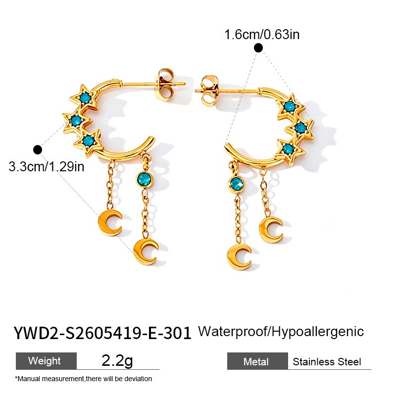 Ivanda Star & Moon Huggie Earrings Celestial Gold YWD2-S2605419-E-301 Ivanda Star & Moon Huggie Earrings Celestial Gold YWD2-S2605419-E-301 - view 1