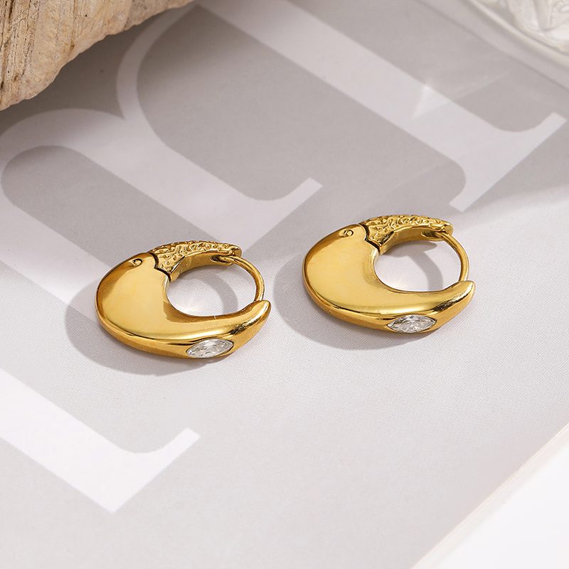 Ivanda Gold Huggie Earrings Stainless Steel YHTSE-260533 Ivanda Gold Huggie Earrings Stainless Steel YHTSE-260533 - view 2