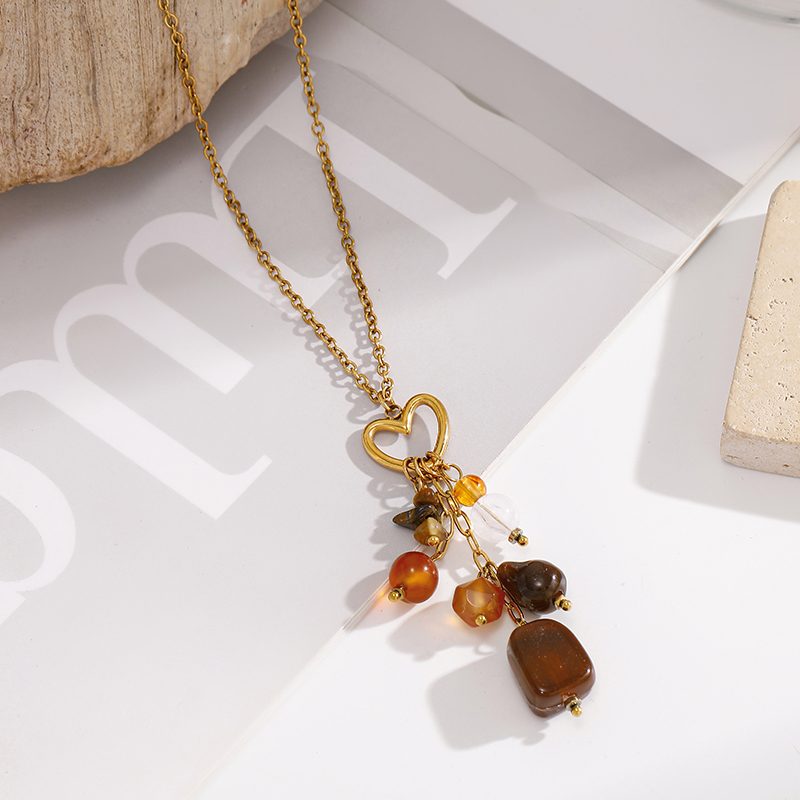 Ivanda Heart Cluster Necklace Amber Tone Gold YWD7S-N2604883-281 - view 4