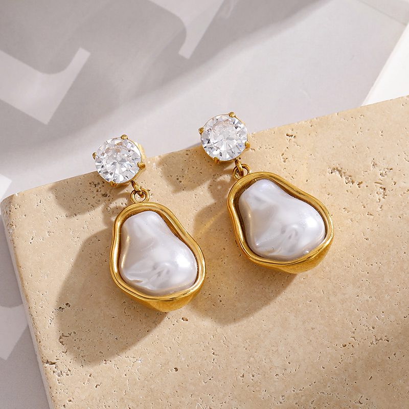 Ivanda Gold Crystal Earrings Stainless Steel YHTSE-260527 Ivanda Gold Crystal Earrings Stainless Steel YHTSE-260527 - view 2