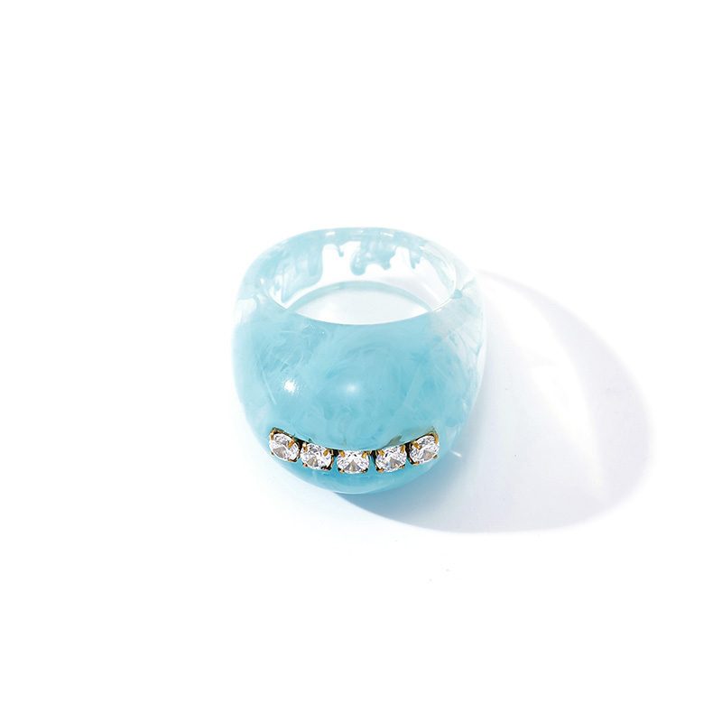 Ivanda Pink Resin Dome Ring with Crystal Bar YHTSR-260815 - view 3