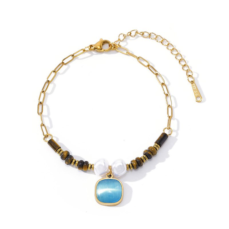 Ivanda Turquoise Heart Bracelet Beaded Gold Stainless Steel CH260911-11 Ivanda Turquoise Heart Bracelet Beaded Gold Stainless Steel CH260911-11 - view 2