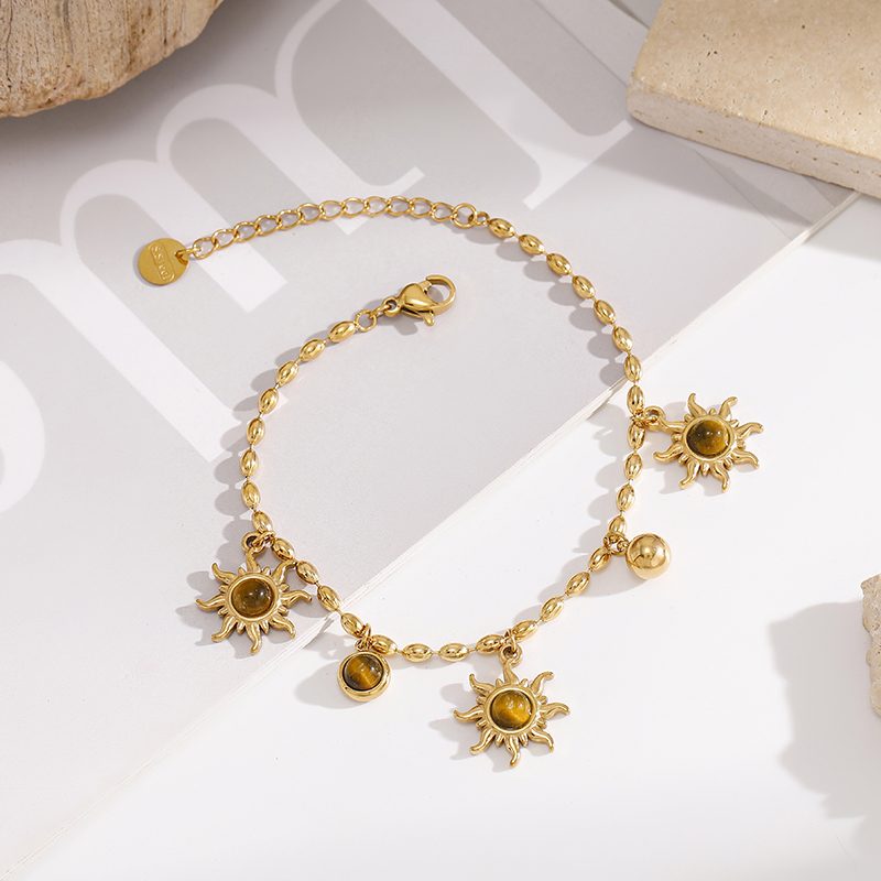 Ivanda Sun & Tiger's Eye Charm Necklace PVD 18K Gold Plated CH2602992-1 - view 3