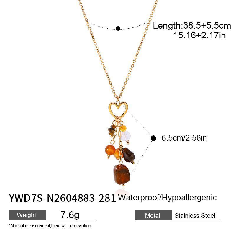 Ivanda Heart Cluster Necklace Amber Tone Gold YWD7S-N2604883-281 - view 1