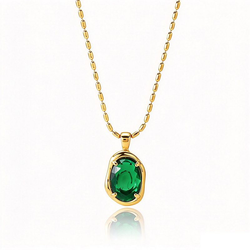 Ivanda Black Stone Paperclip Necklace Gold Stainless YHTSN-260903 Ivanda Black Stone Paperclip Necklace Gold Stainless YHTSN-260903 - view 5
