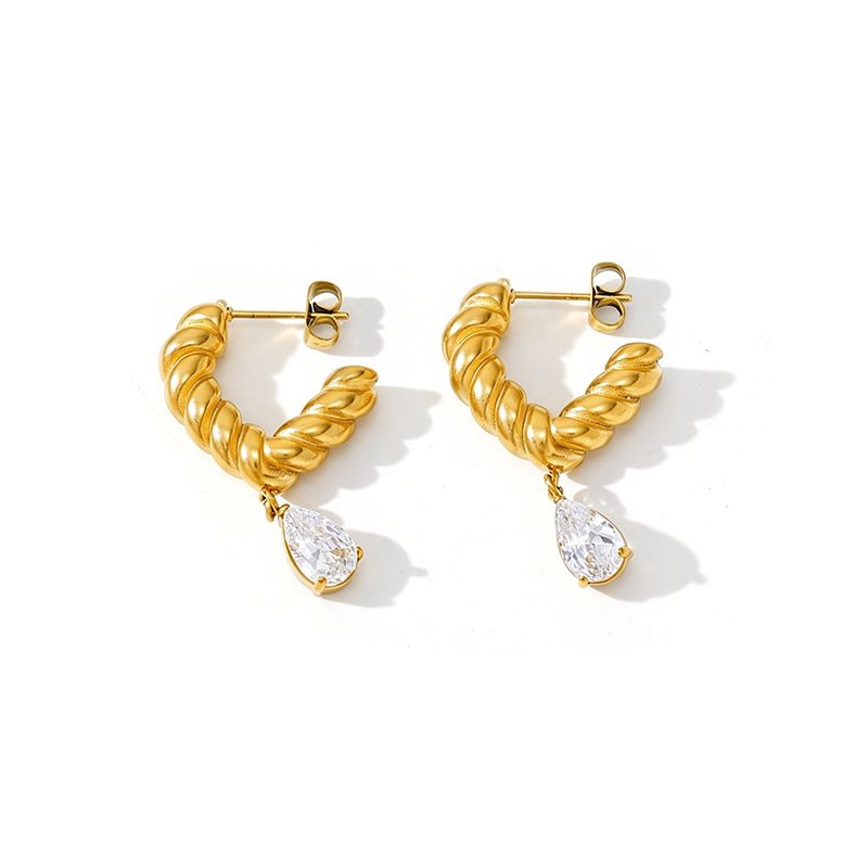 Ivanda Pearl Drop Hoop Earrings Gold Stainless YHTSE-260501 Ivanda Pearl Drop Hoop Earrings Gold Stainless YHTSE-260501 - view 4