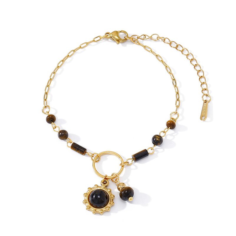Ivanda Faux Pearl & Tiger's Eye Beaded Bracelet Gold CH260911-1 Ivanda Faux Pearl & Tiger's Eye Beaded Bracelet Gold CH260911-1 - view 5