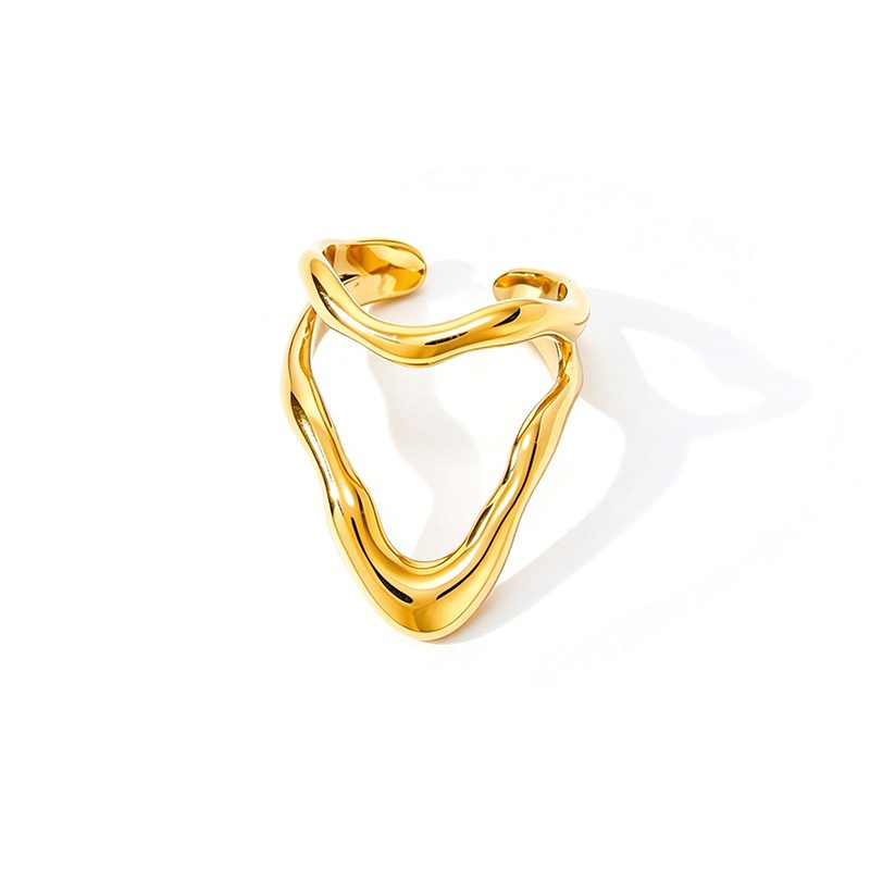 Ivanda Chunky Wavy Open Ring Gold Stainless Steel YHTSR-260905 Ivanda Chunky Wavy Open Ring Gold Stainless Steel YHTSR-260905 - view 6