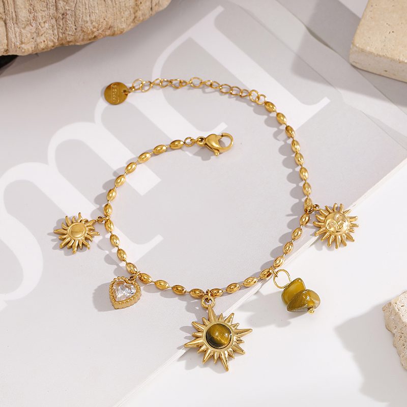 Ivanda Tiger's Eye Charm Bracelet Sun Heart Gold CH2602992-4 Ivanda Tiger's Eye Charm Bracelet Sun Heart Gold CH2602992-4 - view 2