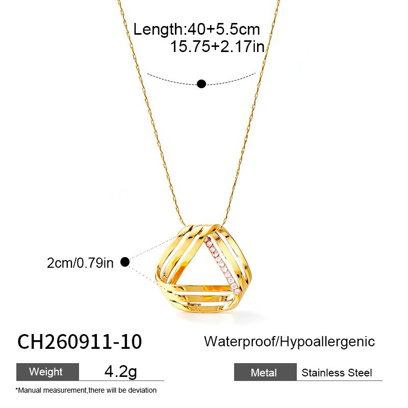 Ivanda Pavé Triangle Pendant Necklace Gold Stainless Steel CH260911-10 Ivanda Pavé Triangle Pendant Necklace Gold Stainless Steel CH260911-10 - view 1