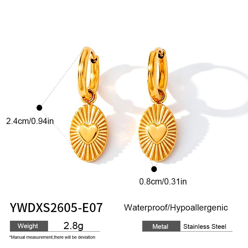 Ivanda Heart Medallion Hoop Earrings Gold YWDXS2605-E07 - view 2